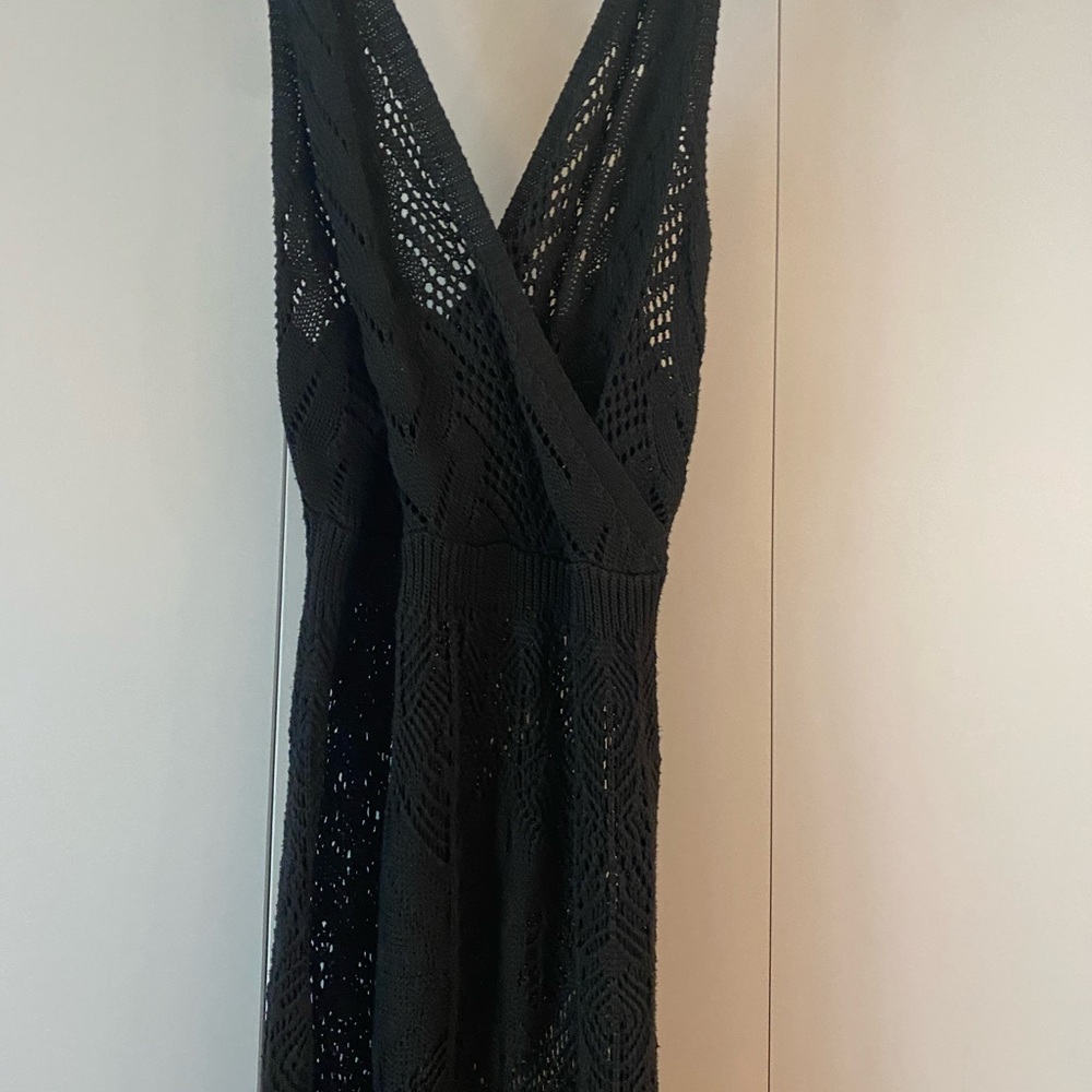 Women’s knit swim  cover up Black Sleeveless maxi Dress L